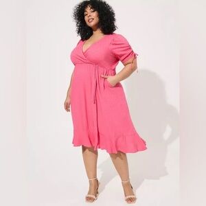 Torrid Midi Swiss Linen Surplice Dress